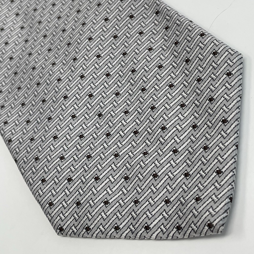 BETTINI Mens Handmade‎ Silk Tie Classic ITALY Designer GEOMETRIC Gray Black EUC